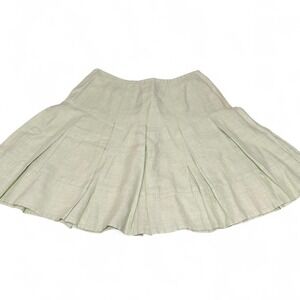 2K Boston Proper 100% Linen pastel green / mint green pleated mini tennis skirt.